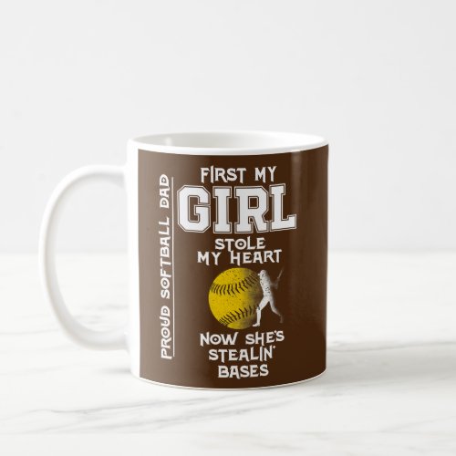Funny Proud Softball Dad of A Softball Daughter Coffee Mug