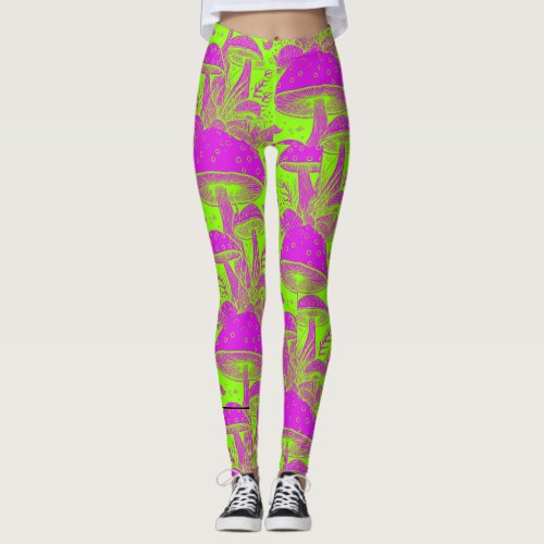 Funny psicodelic _ Mushroom Leggins  Leggings