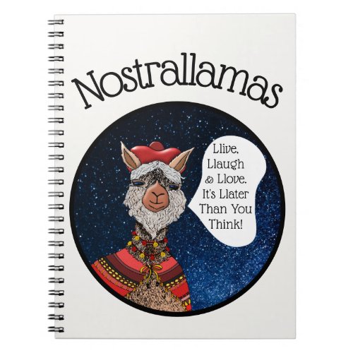 Funny Psychic Kawaii Llama Nostradamus Cartoon Notebook