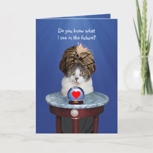 Funny Psychic Kitty Valentine Holiday Card