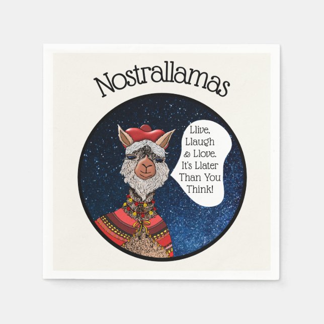 Funny Psychic Reading Llama Nostradamus Halloween Napkins (Front)