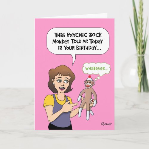 Funny Psychic Sock Monkey Birthday Card