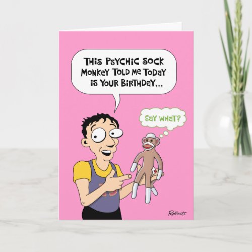 Funny Psychic Sock Monkey Birthday Card