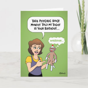 Funny Psychic Sock Monkey Card