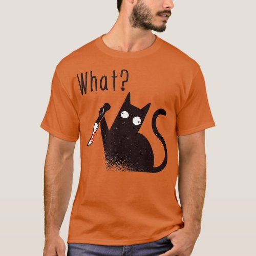 Funny Psychopath Cat With A Knife Gift For Cat Lov T_Shirt