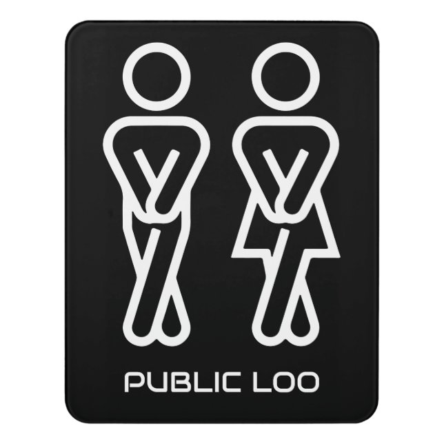 Funny Public Toilet Door Sign (Contemporary Vert)