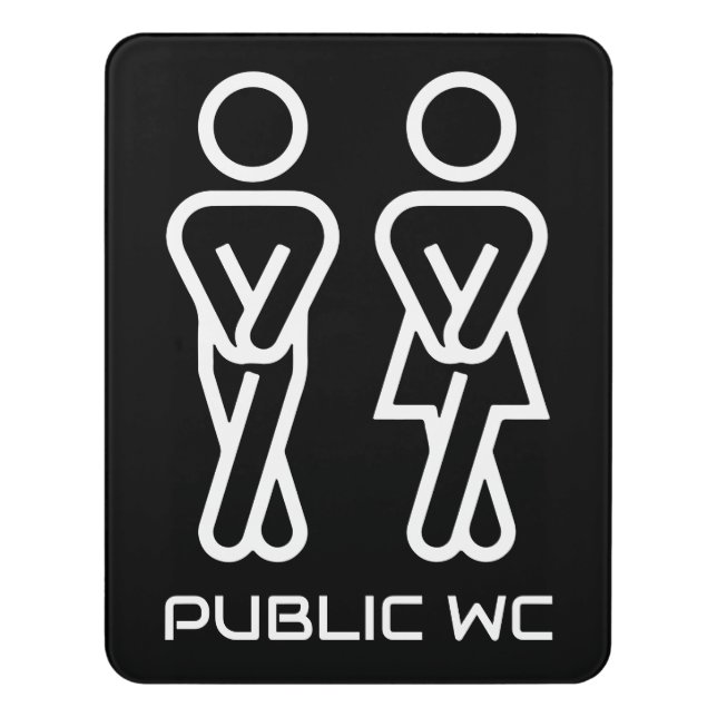 Funny Public Toilet Door Sign (Contemporary Vert)