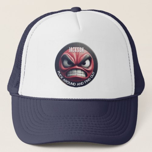 Funny Puck Around and Find Out Angry Puck Trucker Hat