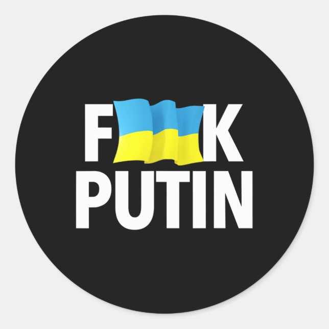 Funny Puck Futin - Ukrainian Flag  Classic Round Sticker (Front)