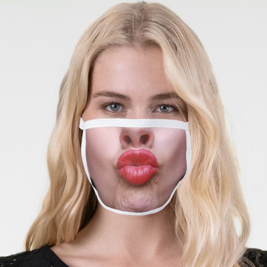 Funny Puckered Kiss Lips Face Mask (Worn Her)