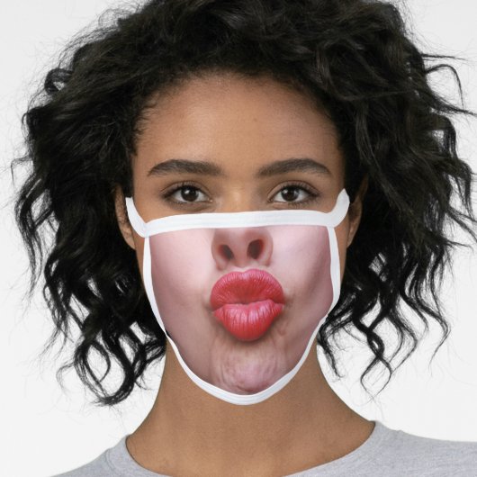 Funny Puckered Kiss Lips Face Mask (Worn Her)