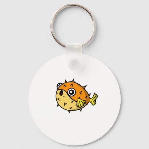 Funny Puffer Fish Blowfish Animal Gift Keychain