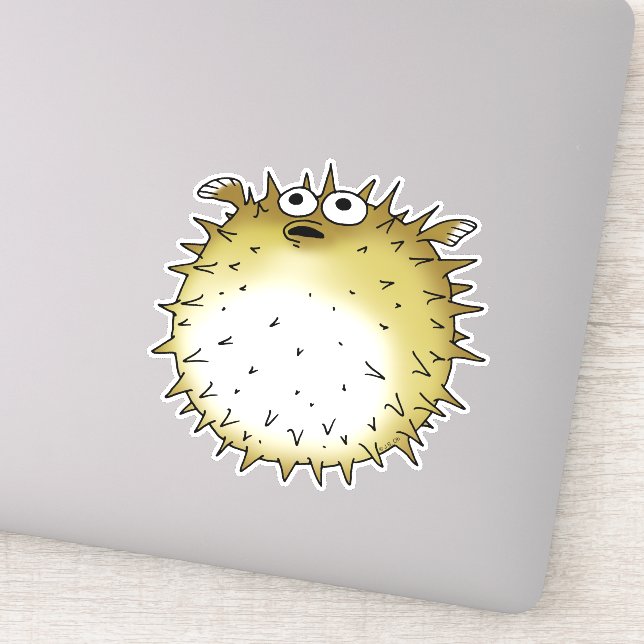 funny puffer fish cartoon sticker (Detail)