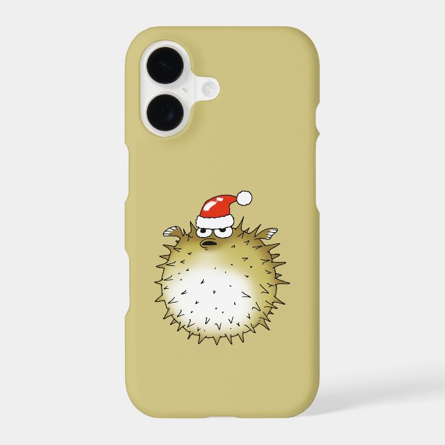 Funny Puffer Fish Christmas iPhone Case (Back)