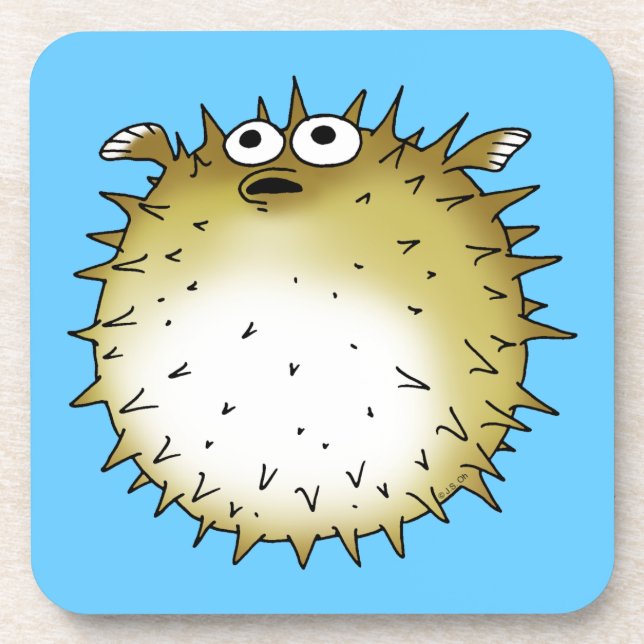 funny puffer fish coaster (Front)