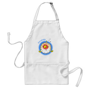 Funny puffer fish porcupine fish cartoon adult apron