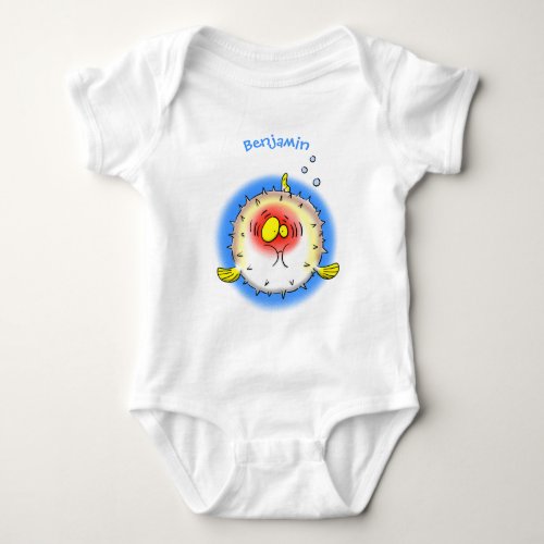 Funny puffer fish porcupine fish cartoon baby bodysuit