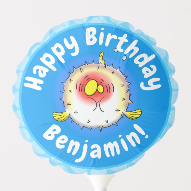 Funny puffer fish porcupine fish cartoon balloon (Front)