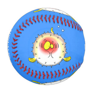 Funny puffer fish porcupine fish cartoon baseball