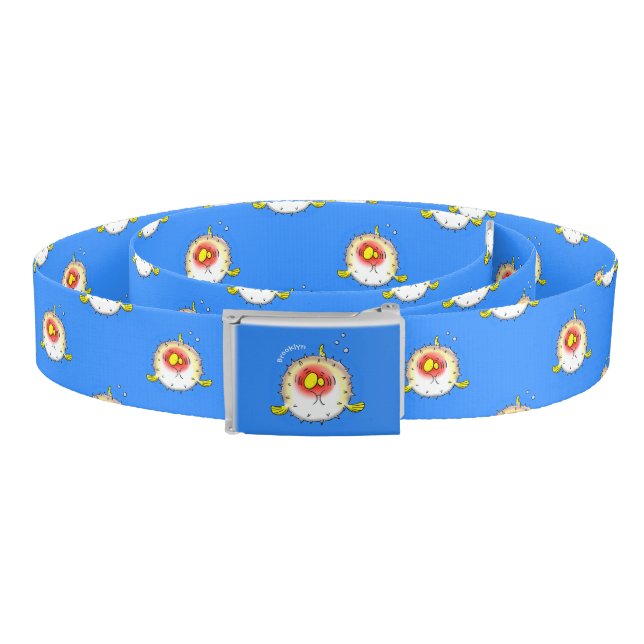 Funny puffer fish porcupine fish cartoon belt (Coil)