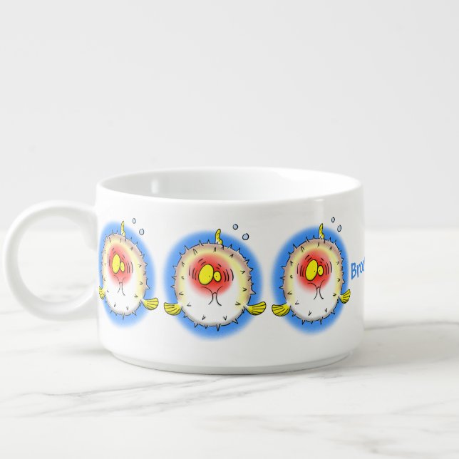 Funny puffer fish porcupine fish cartoon bowl (Right)