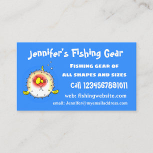 Funny puffer fish porcupine fish cartoon business card