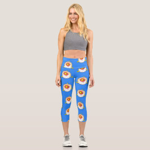 Funny puffer fish porcupine fish cartoon capri leggings