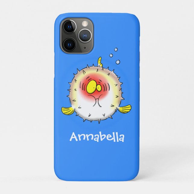 Funny puffer fish porcupine fish cartoon Case-Mate iPhone case (Back)