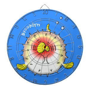 Funny puffer fish porcupine fish cartoon dart board