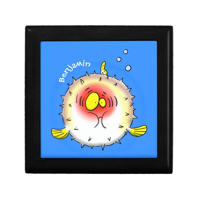 Funny puffer fish porcupine fish cartoon gift box (Front)