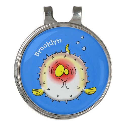 Funny puffer fish porcupine fish cartoon golf hat clip