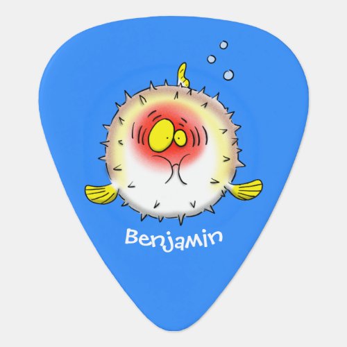 Funny puffer fish porcupine fish cartoon  guitar pick