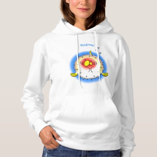 Funny puffer fish porcupine fish cartoon hoodie