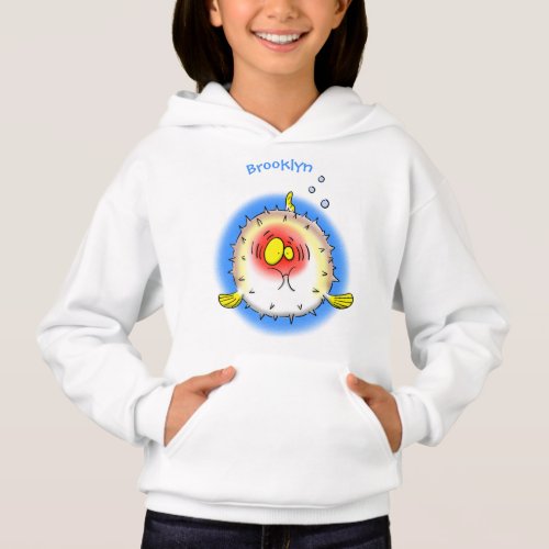 Funny puffer fish porcupine fish cartoon hoodie