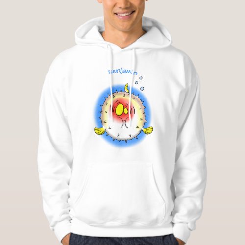 Funny puffer fish porcupine fish cartoon hoodie