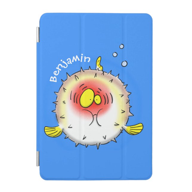 Funny puffer fish porcupine fish cartoon iPad mini cover (Front)