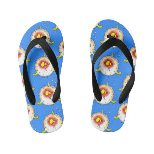 Funny puffer fish porcupine fish cartoon kid's flip flops