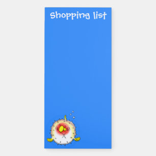 Funny puffer fish porcupine fish cartoon magnetic notepad