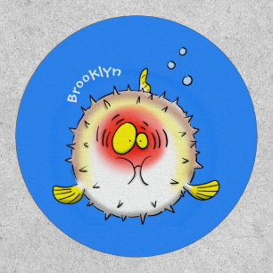 Funny puffer fish porcupine fish cartoon patch