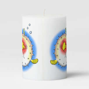 Funny puffer fish porcupine fish cartoon pillar candle