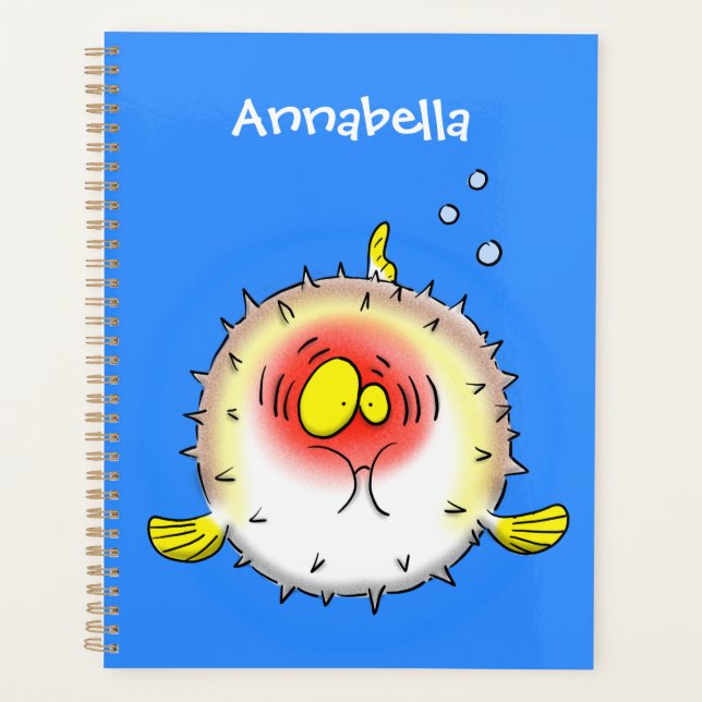 Funny puffer fish porcupine fish cartoon planner (Front)