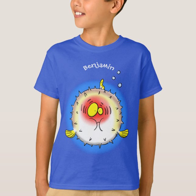 Funny puffer fish porcupine fish cartoon T-Shirt (Front)