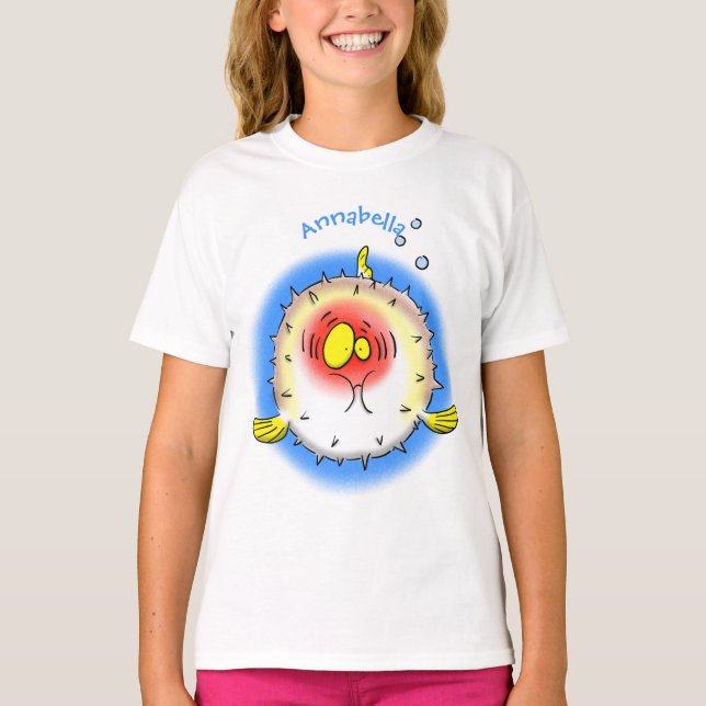 Funny puffer fish porcupine fish cartoon T-Shirt (Front)