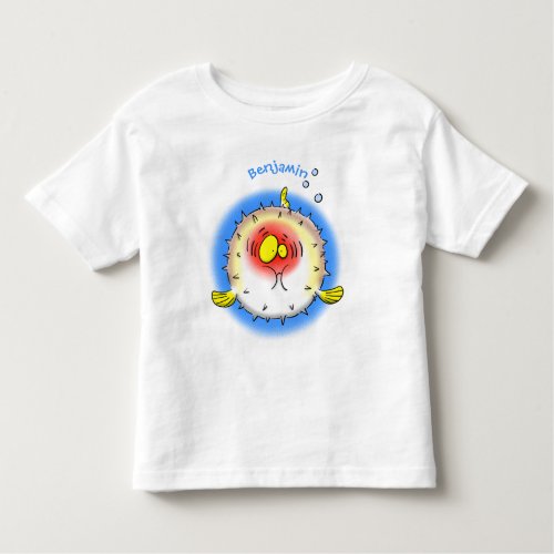 Funny puffer fish porcupine fish cartoon toddler t_shirt