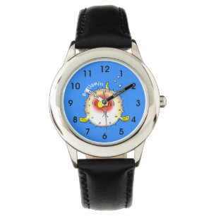 Funny puffer fish porcupine fish cartoon watch