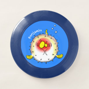 Funny puffer fish porcupine fish cartoon Wham-O frisbee