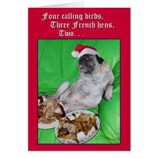 Funny pug 12 days of Christmas card by opalakea