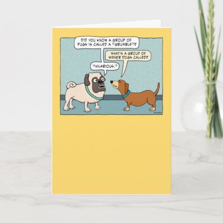 Funny Pug And Dachshund Birthday Card