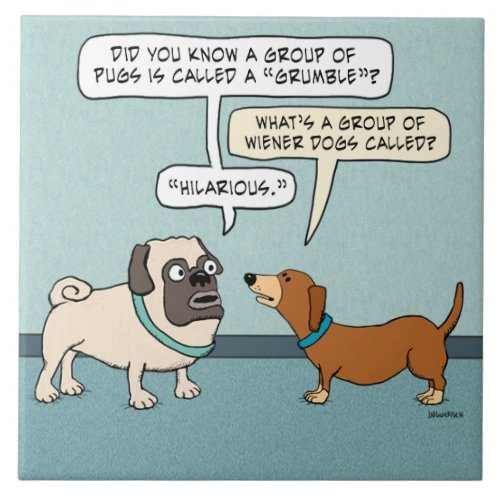 Funny Pug and Dachshund Tile