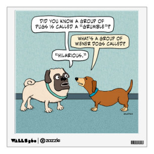 Funny Pug and Dachshund Wall Decal